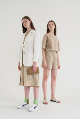 Long-Sleeve Linen Blazer With Tailored Notch Lapels And Button Front For Structured Layering