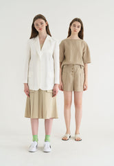 Long-Sleeve Linen Blazer With Tailored Notch Lapels And Button Front For Structured Layering