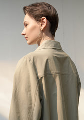 Linen Belted Trench Midi Dress with Button Front and Shoulder Pleats for Refined Fit