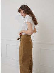 High-Waisted Wide-Leg Linen Pants with Front Tie Waist and Tailored Back Seaming