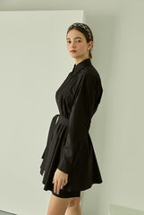 Oversized Cotton Poplin Shirt Dress with Button-Down Front and Classic Pointed Collar