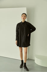 Oversized Cotton Poplin Shirt Dress with Button-Down Front and Classic Pointed Collar