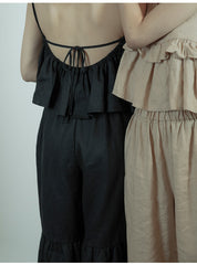 Tamara Linen Cotton Ruffle Pants