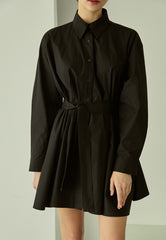 Oversized Cotton Poplin Shirt Dress with Button-Down Front and Classic Pointed Collar