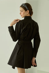 Oversized Cotton Poplin Shirt Dress with Button-Down Front and Classic Pointed Collar