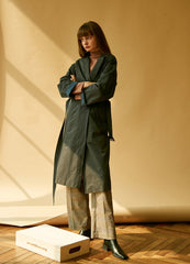 Longline Linen Blazer for Women with Waist Belt and Oversized Fit – Lightweight Layering Coat
