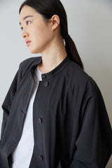 Oversized Button-Front Linen Dress for Women with Utility Pockets and Minimalist Stand Collar