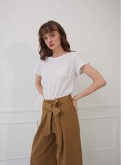 High-Waisted Wide-Leg Linen Pants with Front Tie Waist and Tailored Back Seaming
