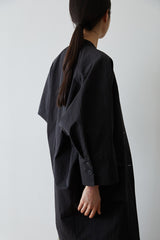 Oversized Button-Front Linen Dress for Women with Utility Pockets and Minimalist Stand Collar