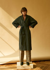 Longline Linen Blazer for Women with Waist Belt and Oversized Fit – Lightweight Layering Coat