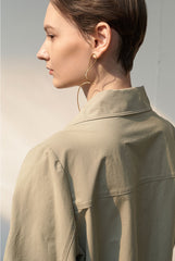 Linen Belted Trench Midi Dress with Button Front and Shoulder Pleats for Refined Fit