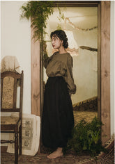 Falda cruzada larga de lino y algodón Nicole