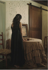 Vestido largo sin mangas de lino y algodón de romero