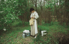 Delantal de lino y algodón Jeannette