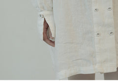 Alisha Linen Cotton Double Breasted Bishop Long Sleeve Shirt