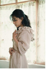 Corinne Linen Cotton Off Shoulder Ruffle Maxi Dress