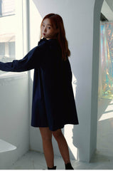 Elegant Puff Sleeve Linen Mini Dress with Ruffle Collar