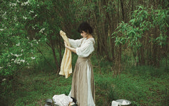 Delantal de lino y algodón Jeannette