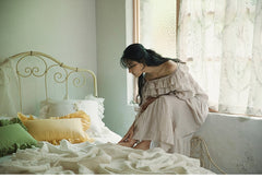 Corinne Linen Cotton Off Shoulder Ruffle Maxi Dress