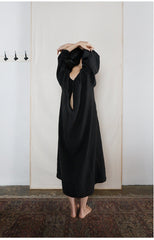 Vestido largo Delia de lino y algodón con espalda abierta