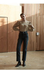 High-Waisted Straight Leg Denim Pants for Women – Premium Cotton Jeans with Timeless Silhouette