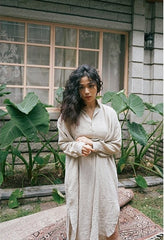 Vestido camisero midi de lino y algodón Caitlin