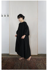 Vestido largo Delia de lino y algodón con espalda abierta