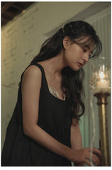 Vestido largo sin mangas de lino y algodón de romero