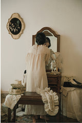 Vestido largo holgado de lino y algodón Tina