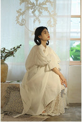 Vestido largo vintage Melissa de lino y algodón con mangas Marie