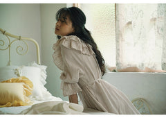 Corinne Linen Cotton Off Shoulder Ruffle Maxi Dress