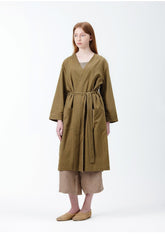 Longline Open-Front Linen Jacket with Belted Waist and Relaxed Fit for Women