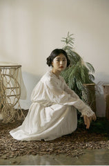 Vestido largo vintage de lino y algodón Tracy