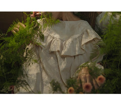 Vestido de lino y algodón Sherry con mangas largas y volantes