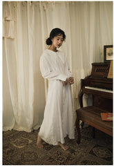 Trisha Linen Cotton Big-collared Maxi Shirt Dress