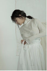 Falda larga cruzada de lino y algodón Patricia