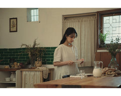 Vestido largo Claire de lino y algodón con mangas abullonadas