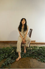 Carla Linen Cotton Ruffle Sleeveless Top