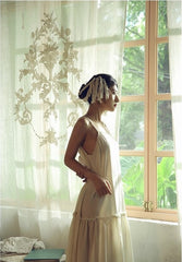 Vestido lencero largo escalonado de lino y algodón Lillian