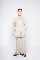 Tailored Linen Blend Blazer with Belted Waist and Wide Lapel – Lightweight Summer Outerwear