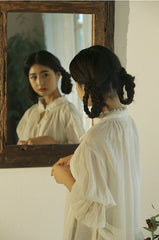 Vestido largo vintage Melissa de lino y algodón con mangas Marie