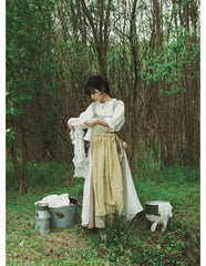 Delantal de lino y algodón Jeannette