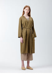 Longline Open-Front Linen Jacket with Belted Waist and Relaxed Fit for Women