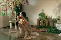 Vestido lencero largo escalonado de lino y algodón Lillian