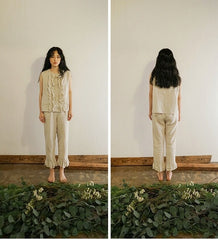 Carla Linen Cotton Ruffle Sleeveless Top