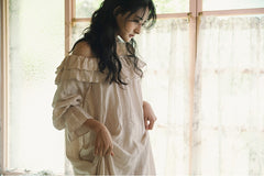 Corinne Linen Cotton Off Shoulder Ruffle Maxi Dress