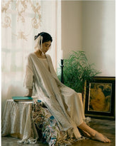 Vestido largo de manga larga de algodón y lino Beverly