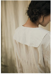 Vestido camisero largo de lino y algodón con cuello grande Trisha