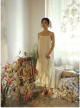 Lillian Linen Cotton Tiered Maxi Slip Dress