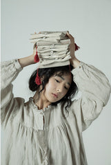 Vestido largo holgado de lino y algodón Grace